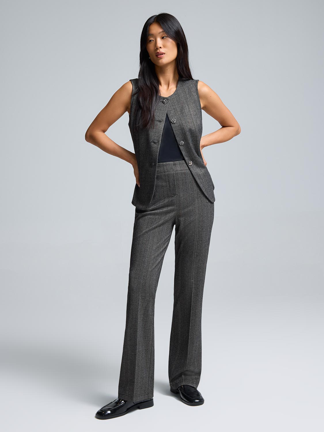 Striped Jacquard Flare Leg Pants