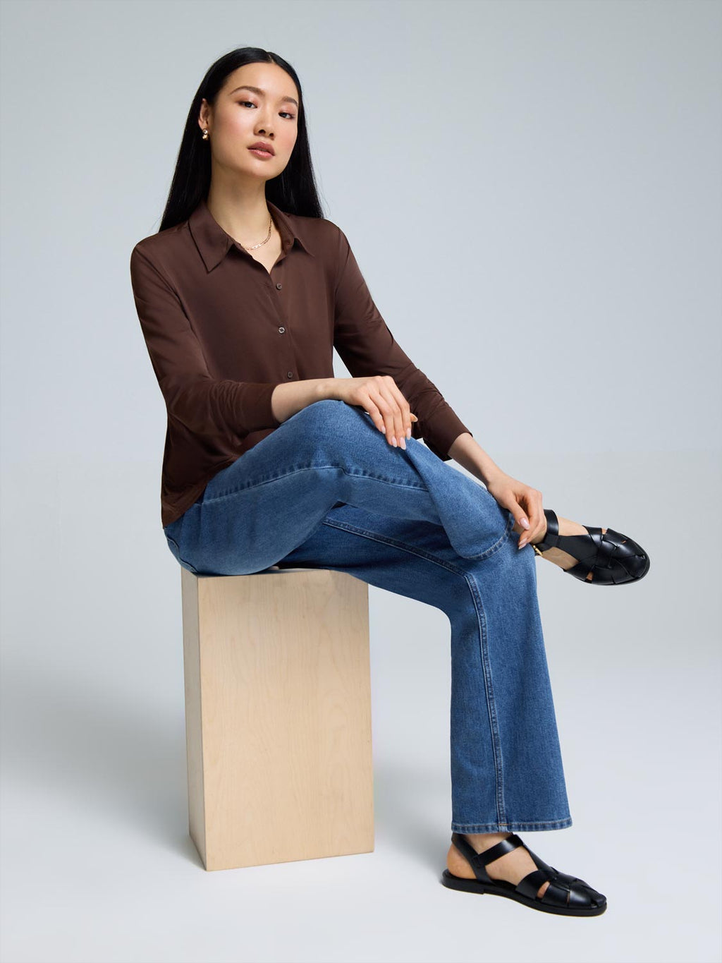 Long Sleeve Button-Up Blouse