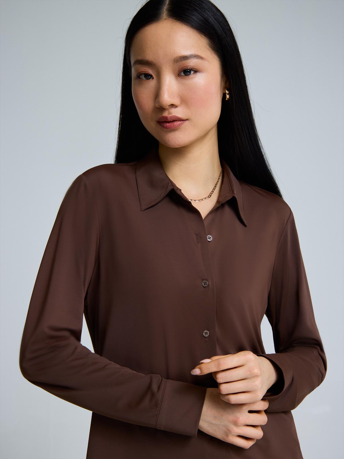Long Sleeve Button-Up Blouse