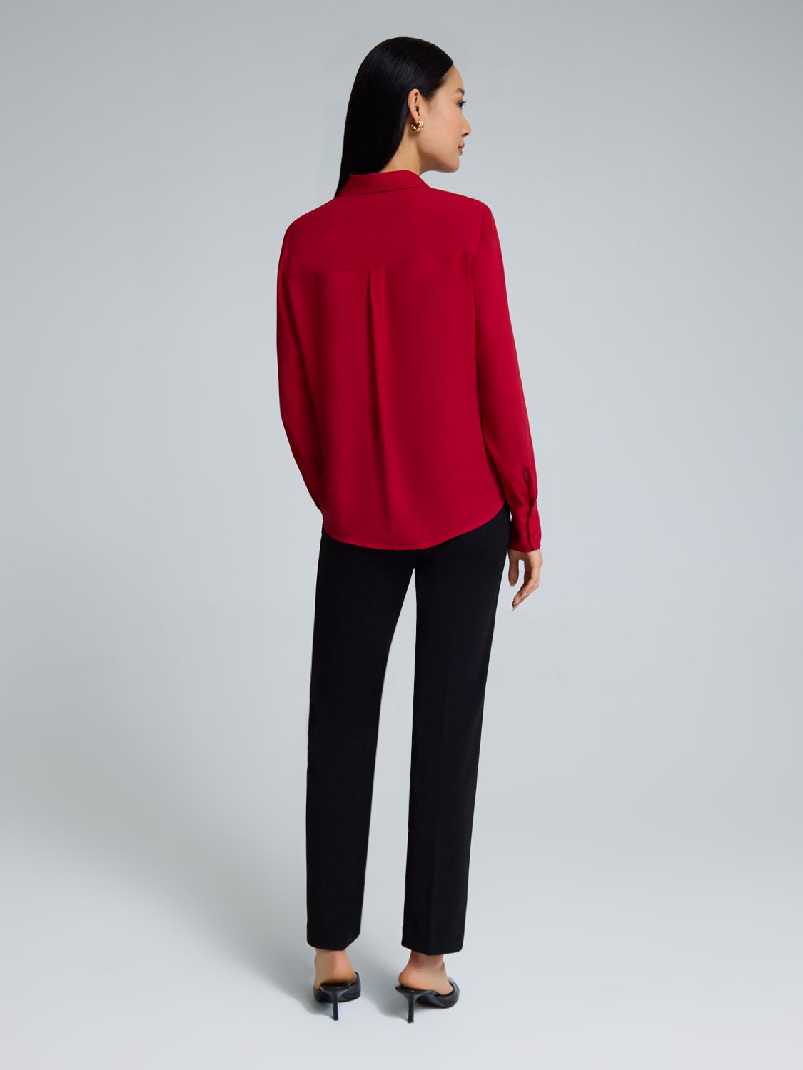 Button-Front Chiffon Blouse