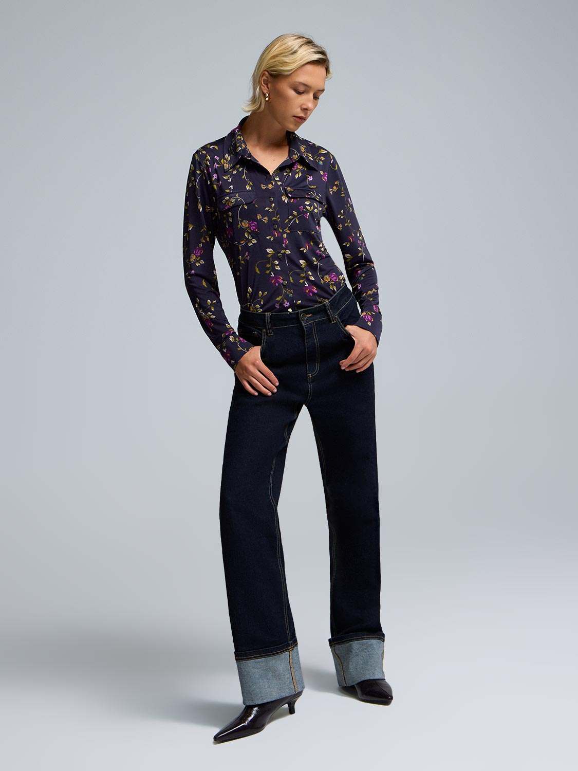 Floral Print Utility Blouse