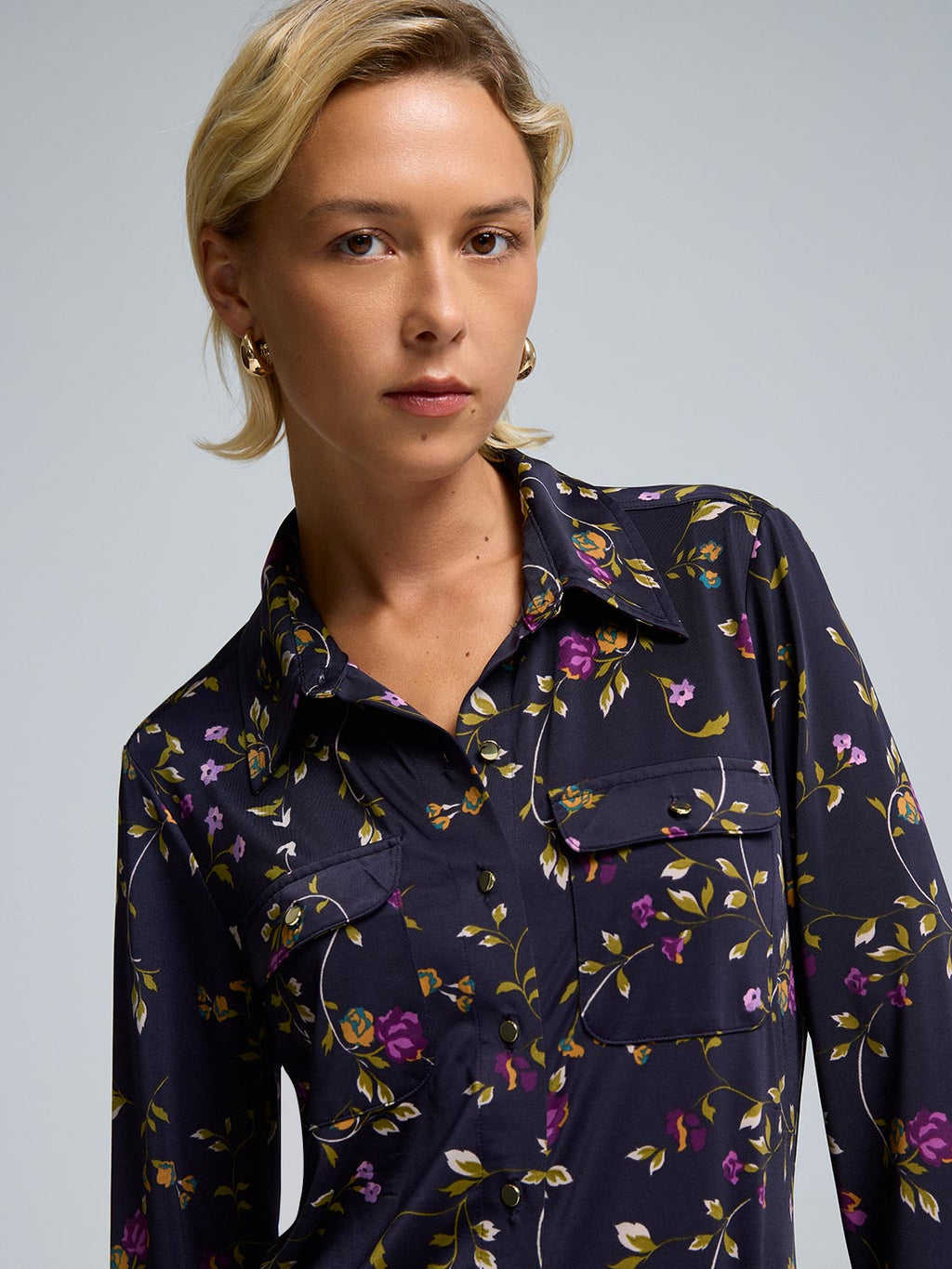 Floral Print Utility Blouse