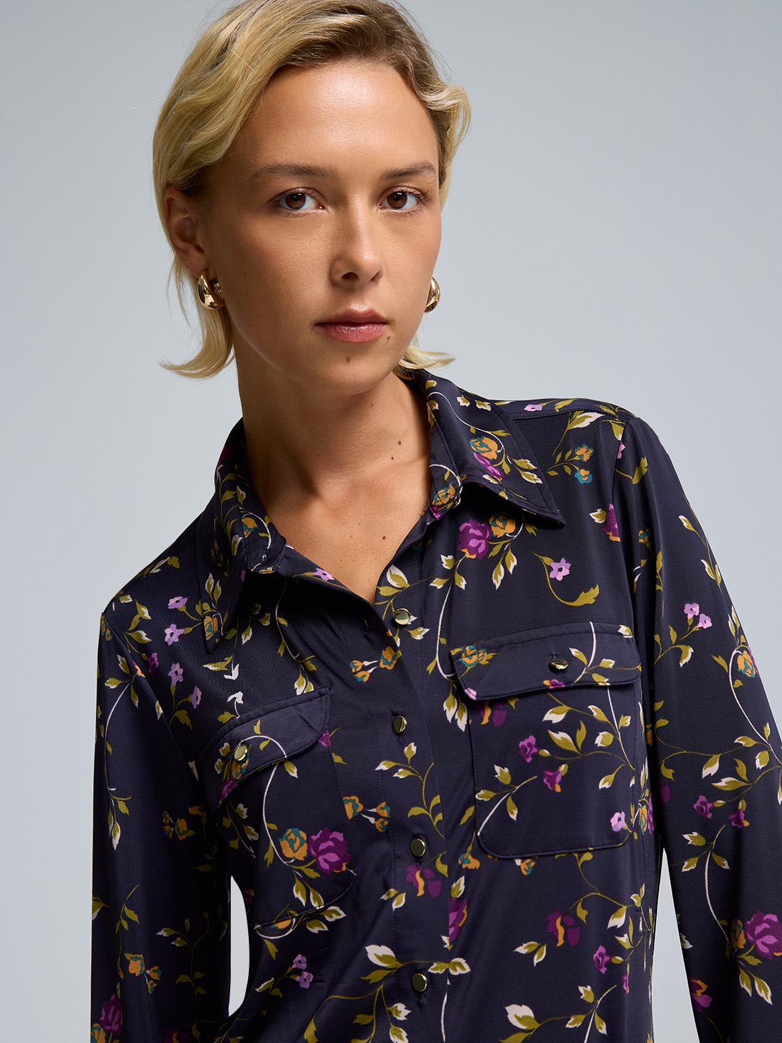 Floral Print Utility Blouse