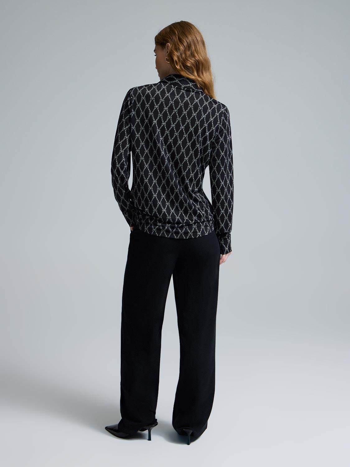 Bow Print Utility Blouse