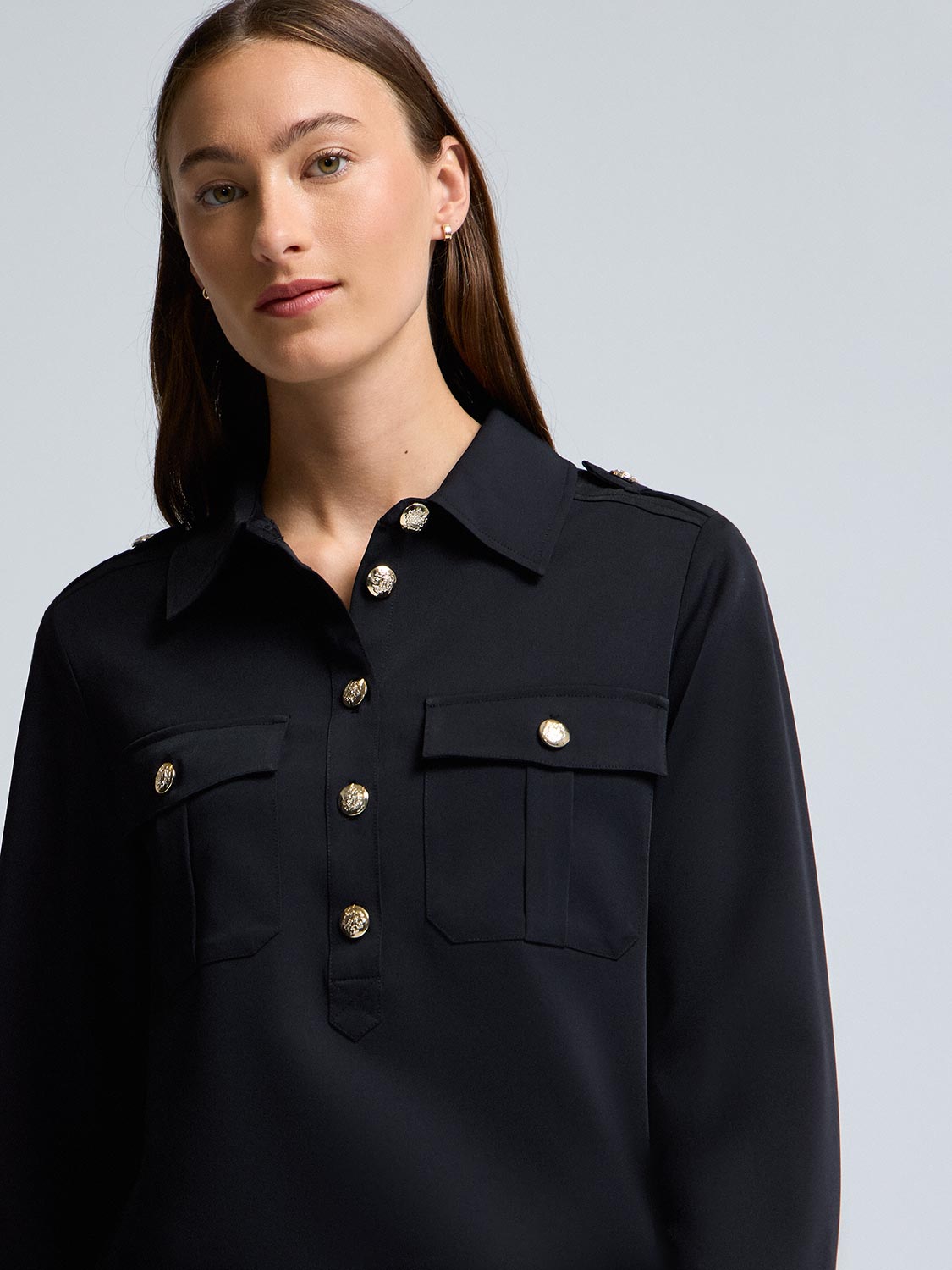 Twill Popover Blouse
