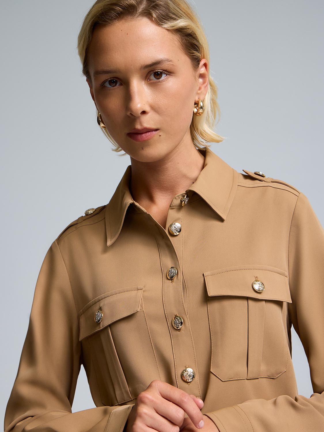 Twill Popover Blouse