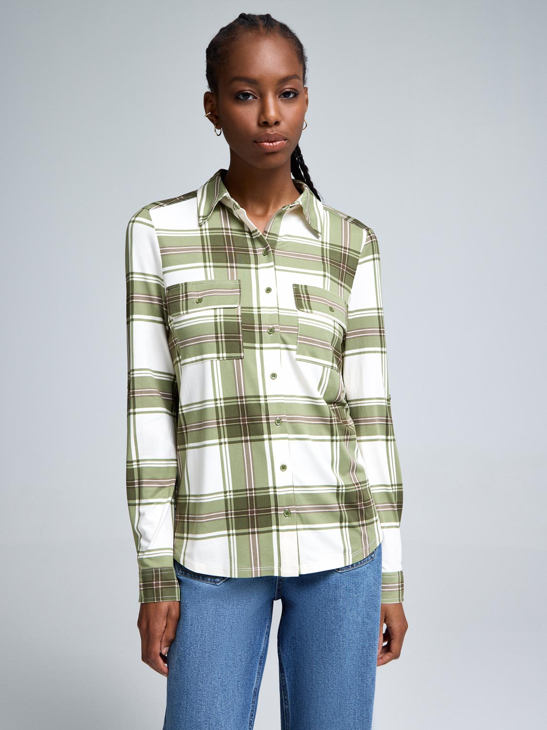 Plaid Button-Up Shirt