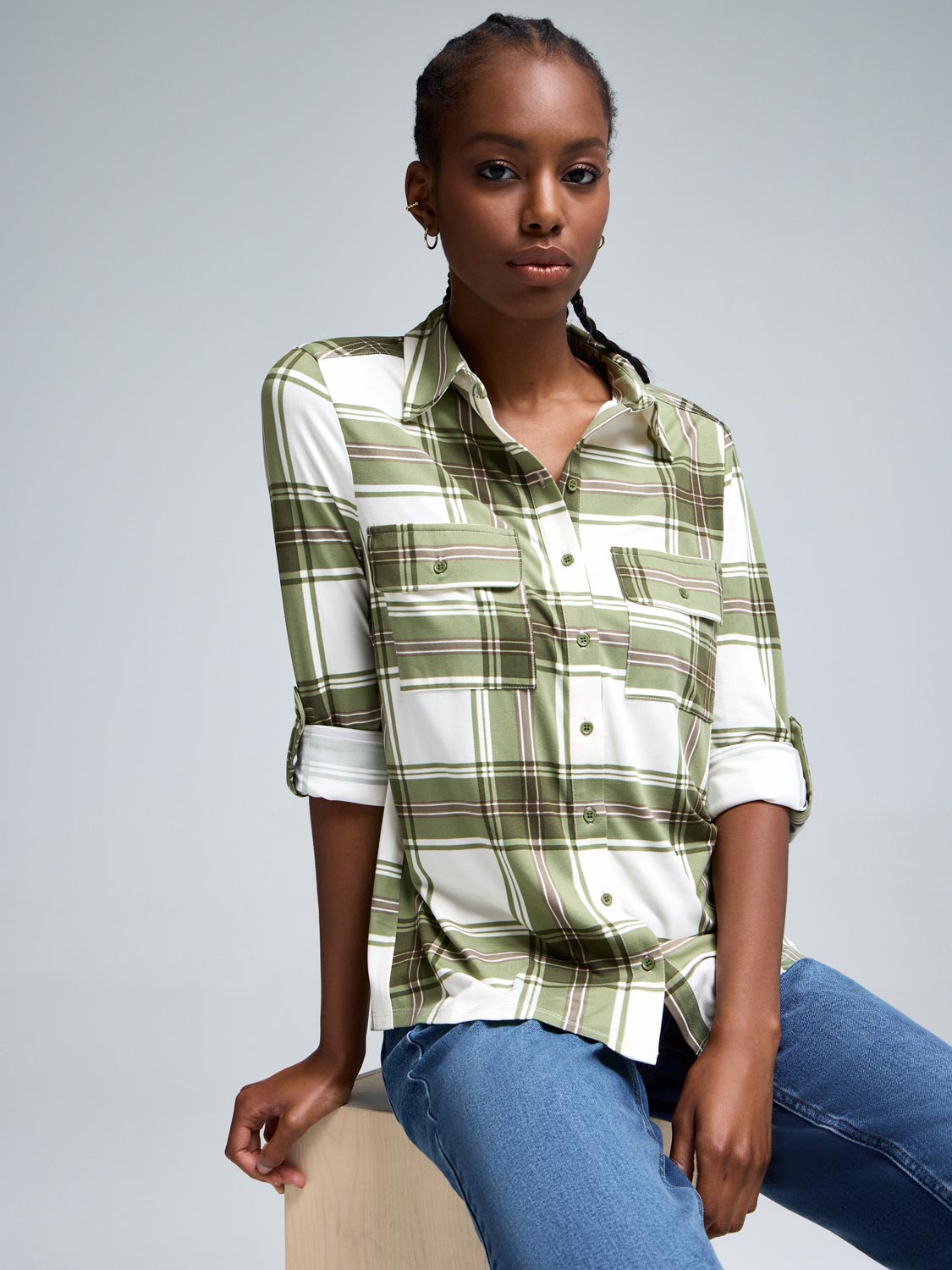 Plaid Button-Up Shirt