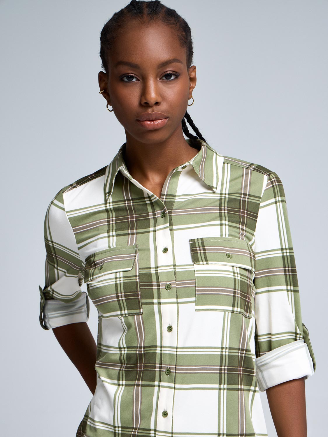 Plaid Button-Up Shirt