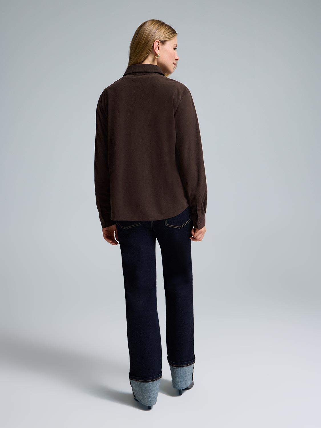 Corduroy Button-Front Blouse