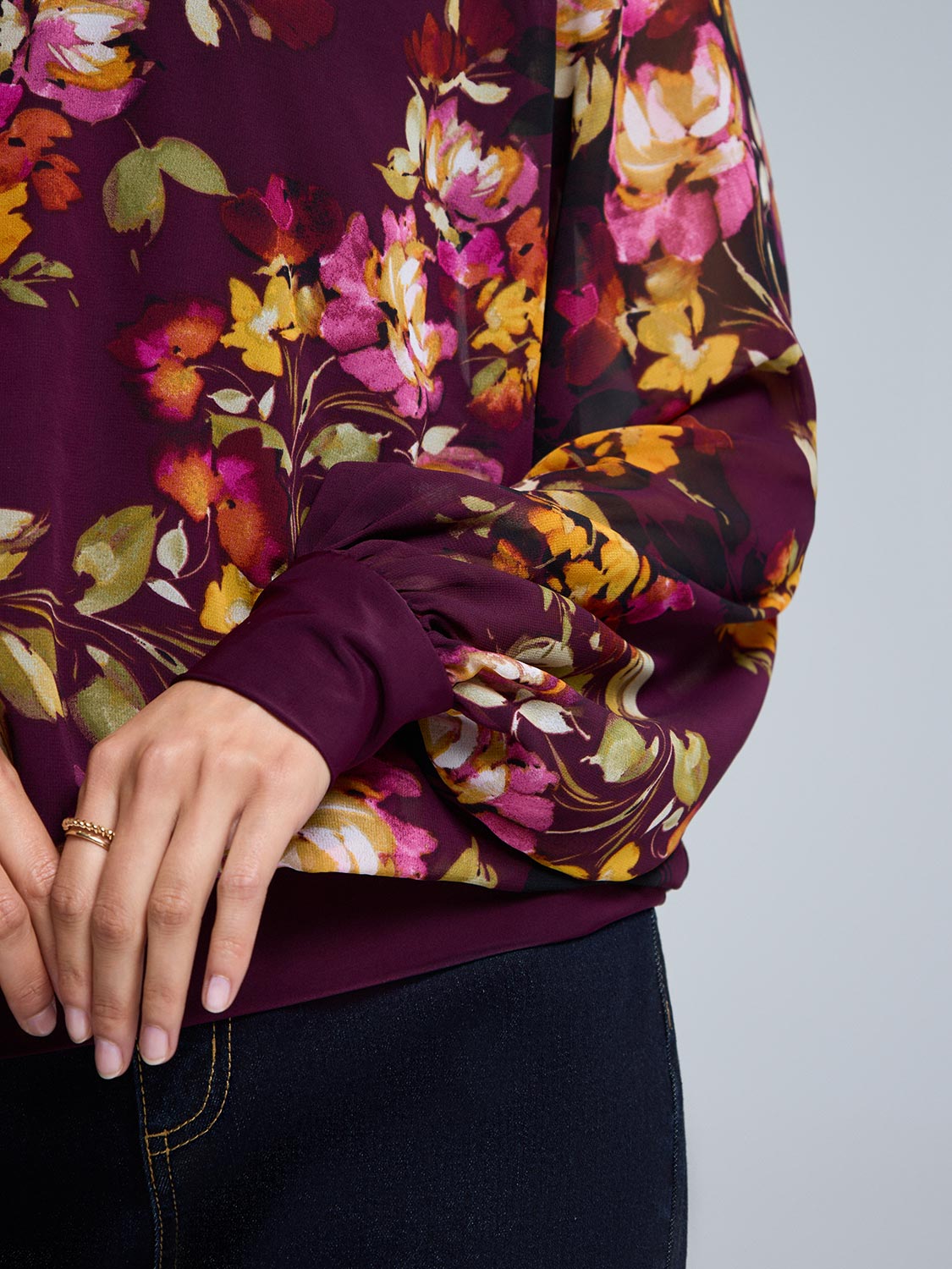 Floral Chiffon Popover Top