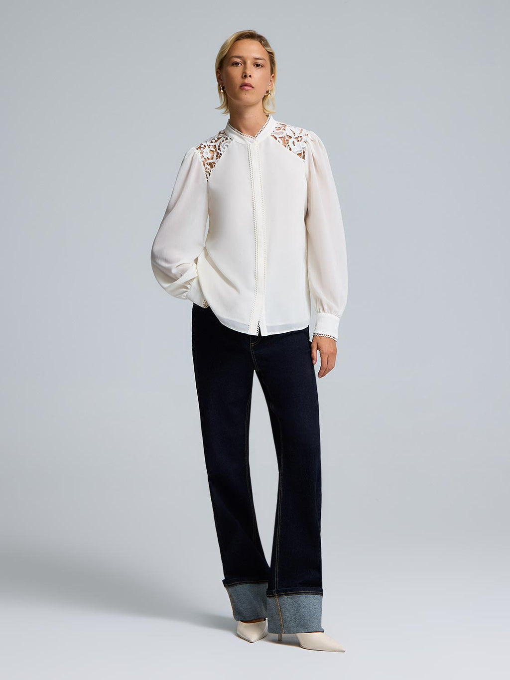 Lace Detail Chiffon Blouse