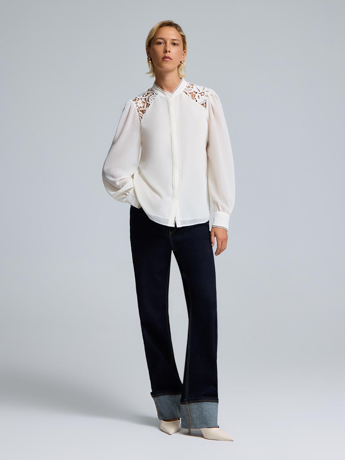 Lace Detail Chiffon Blouse
