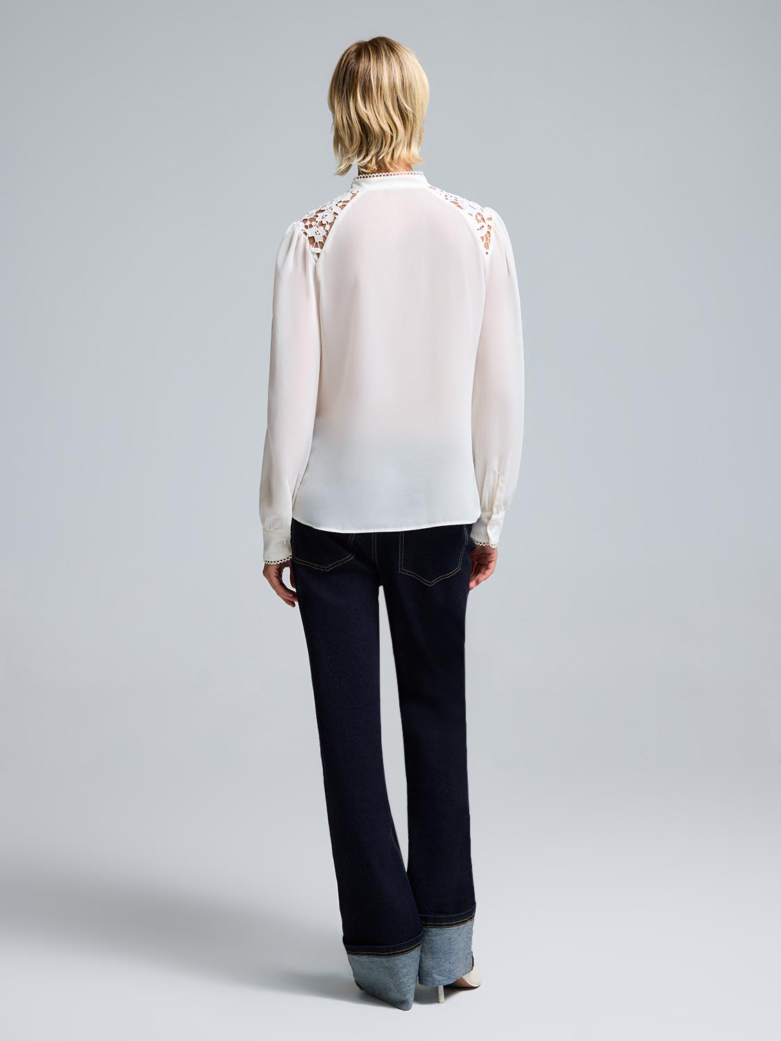 Lace Detail Chiffon Blouse