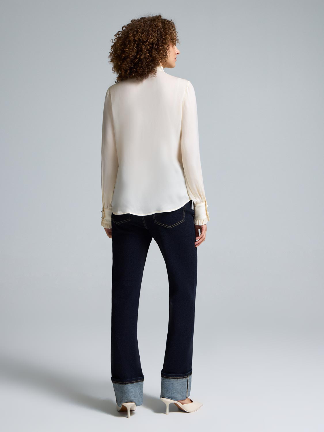 Pie Crust Collar Satin Blouse