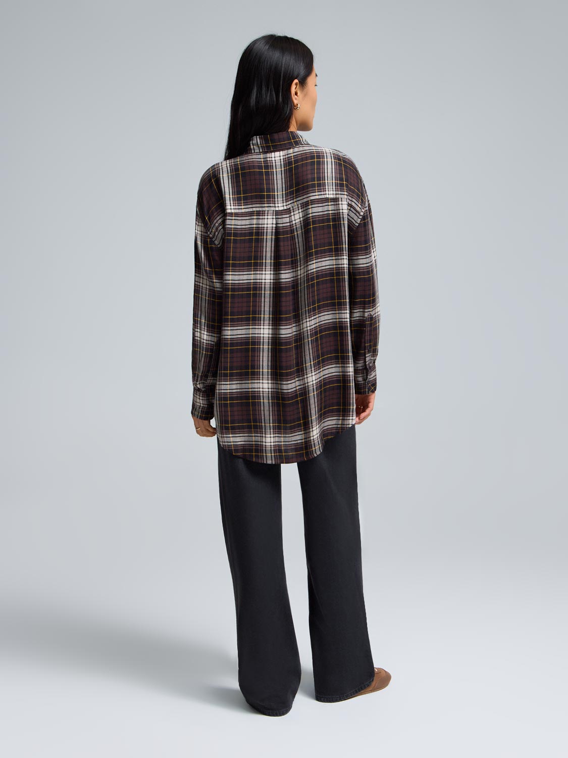 Plaid Button-Front Blouse