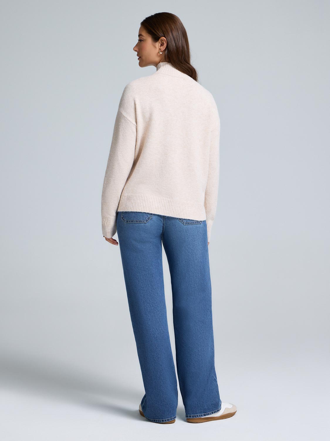 Braided Heart Mock Neck Sweater