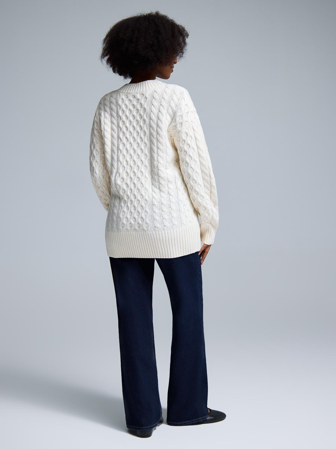V-Neck Cable Knit Sweater