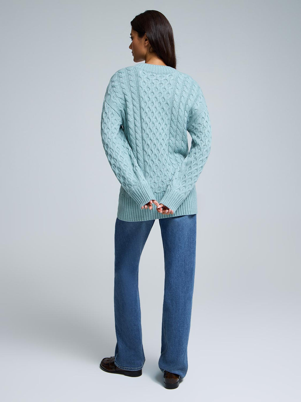 V-Neck Cable Knit Sweater