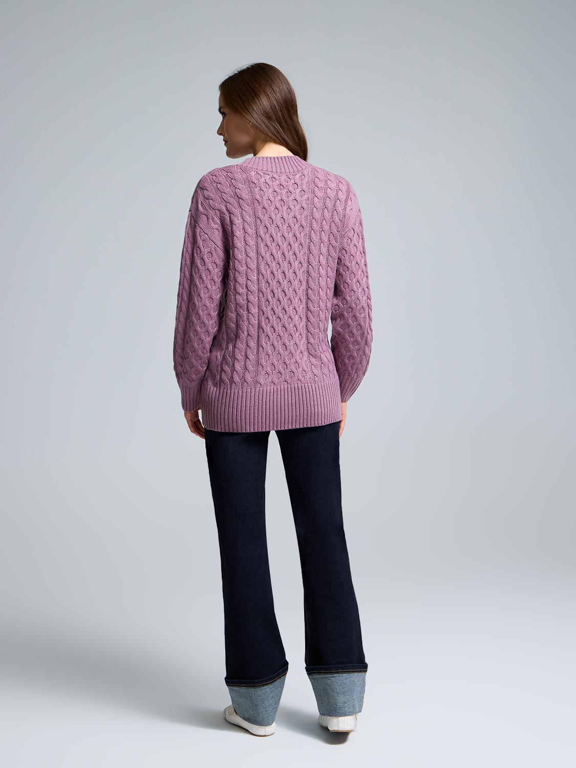 V-Neck Cable Knit Sweater