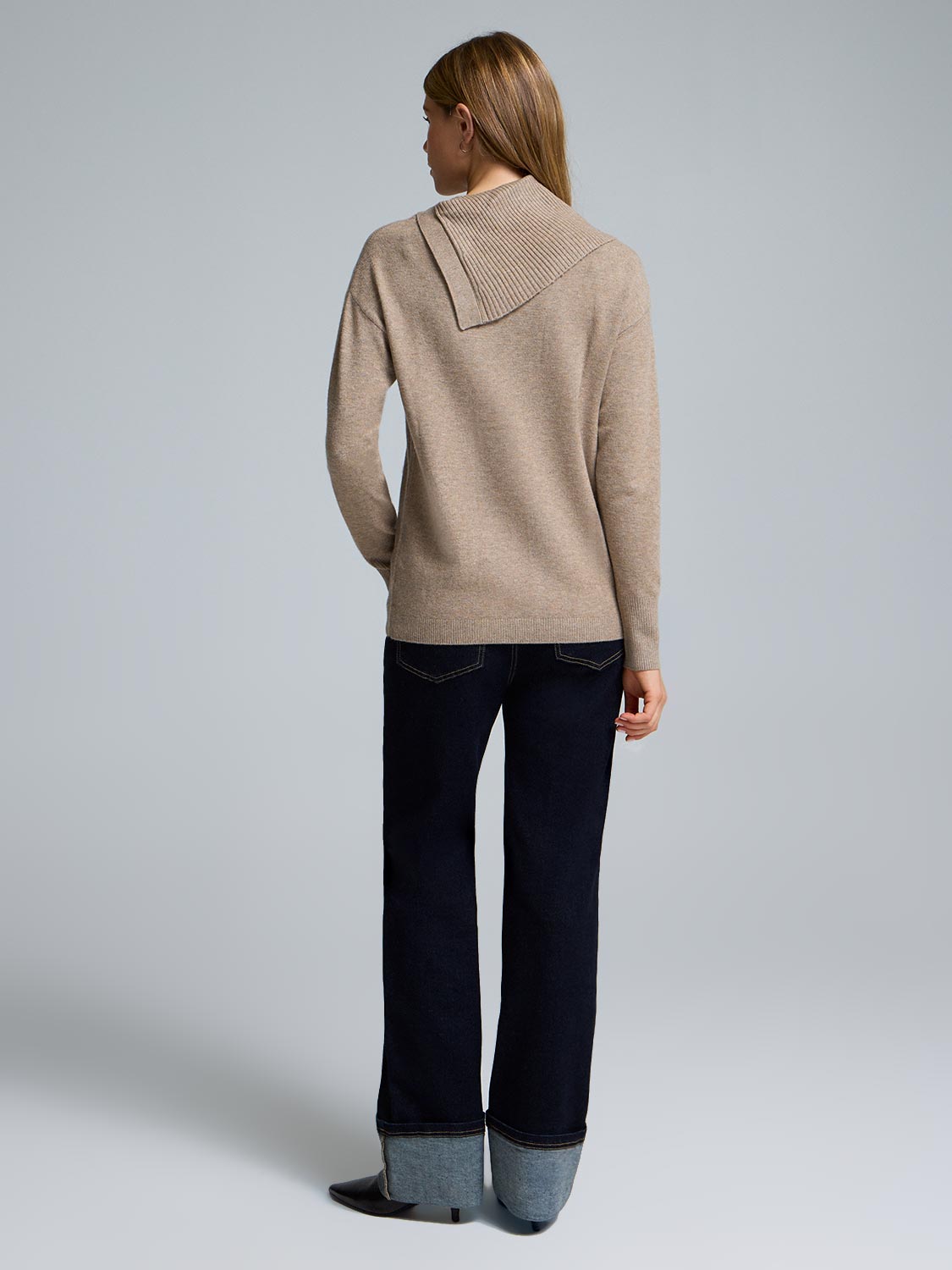 Split Neck Sweater With Button Details