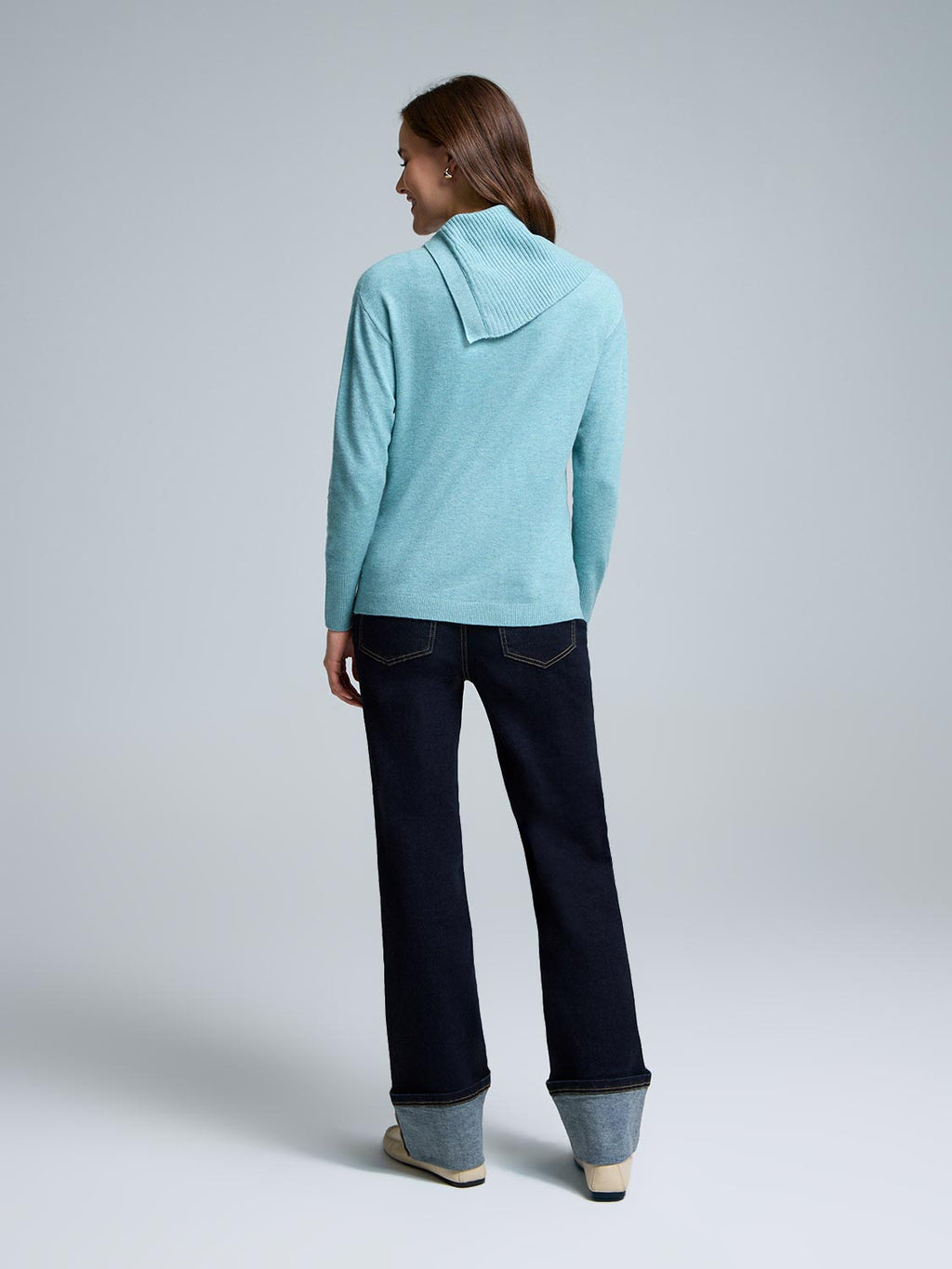 Split Neck Sweater With Button Details