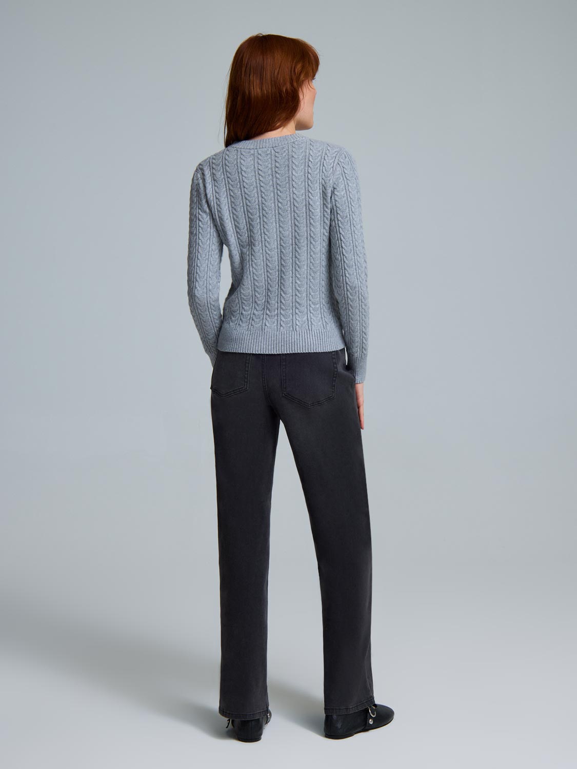 Crew Neck Cable Knit Sweater