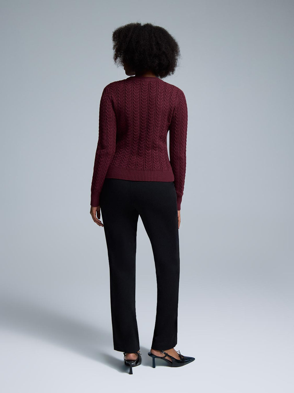 Crew Neck Cable Knit Sweater