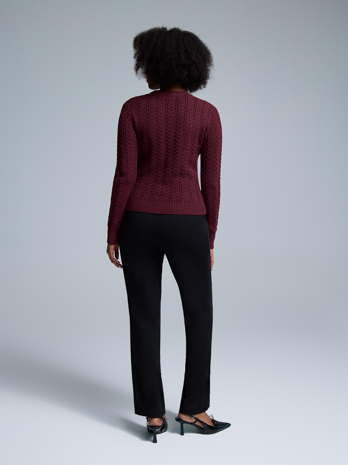 Crew Neck Cable Knit Sweater