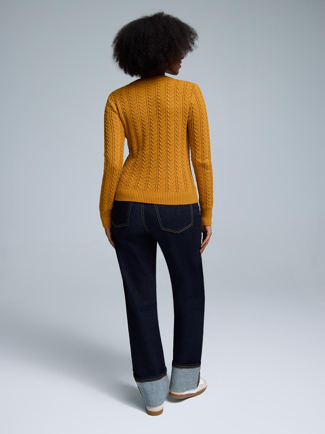 Crew Neck Cable Knit Sweater
