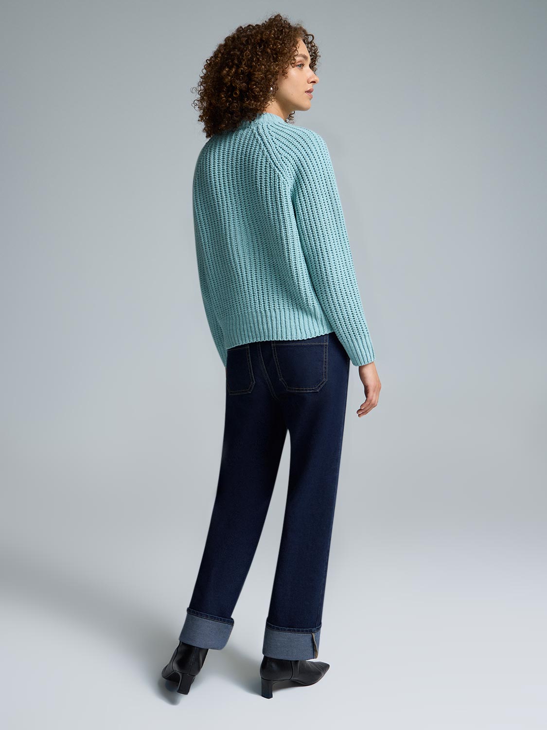 Mock Neck Shaker Stitch Sweater