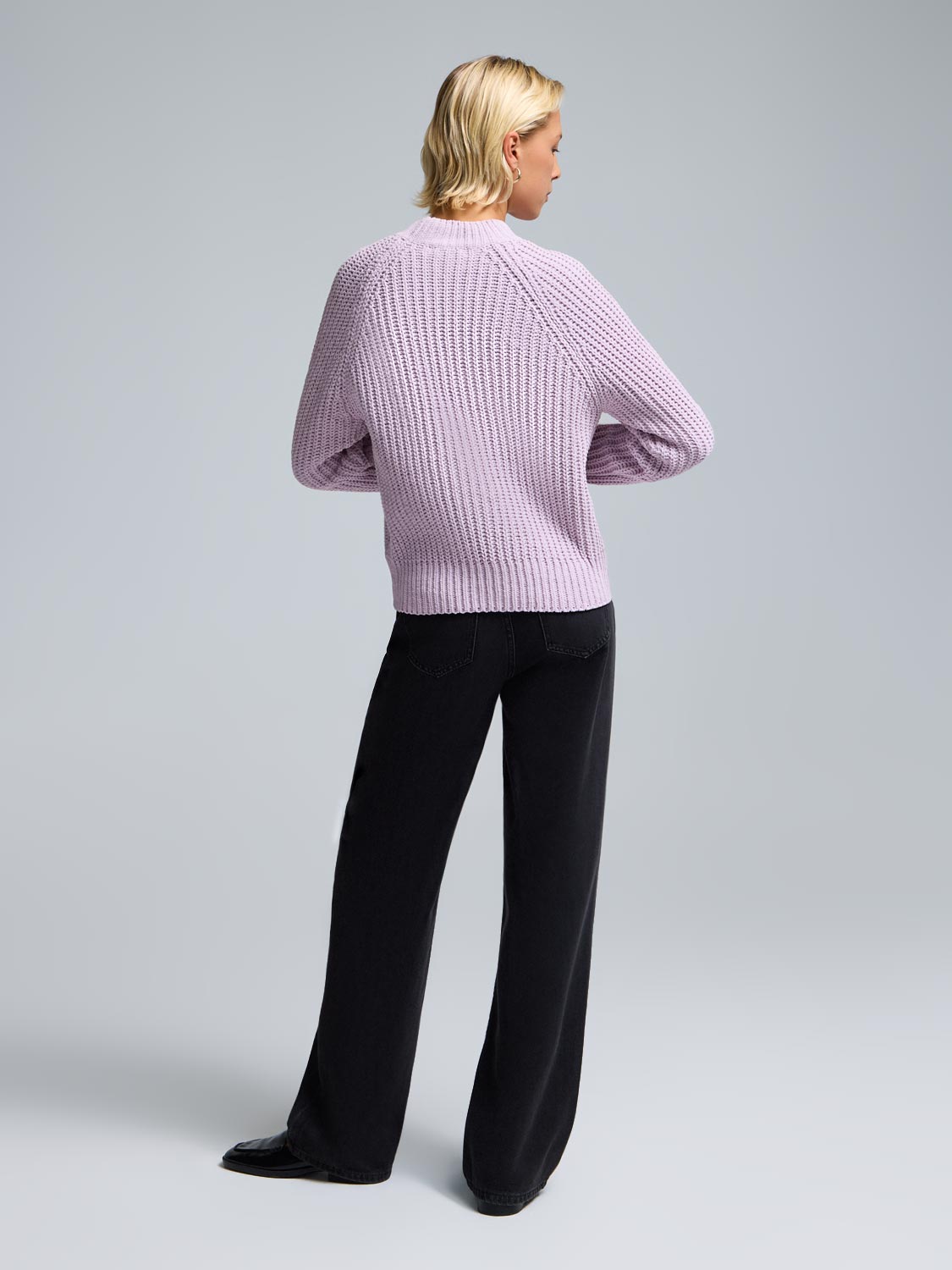 Mock Neck Shaker Stitch Sweater