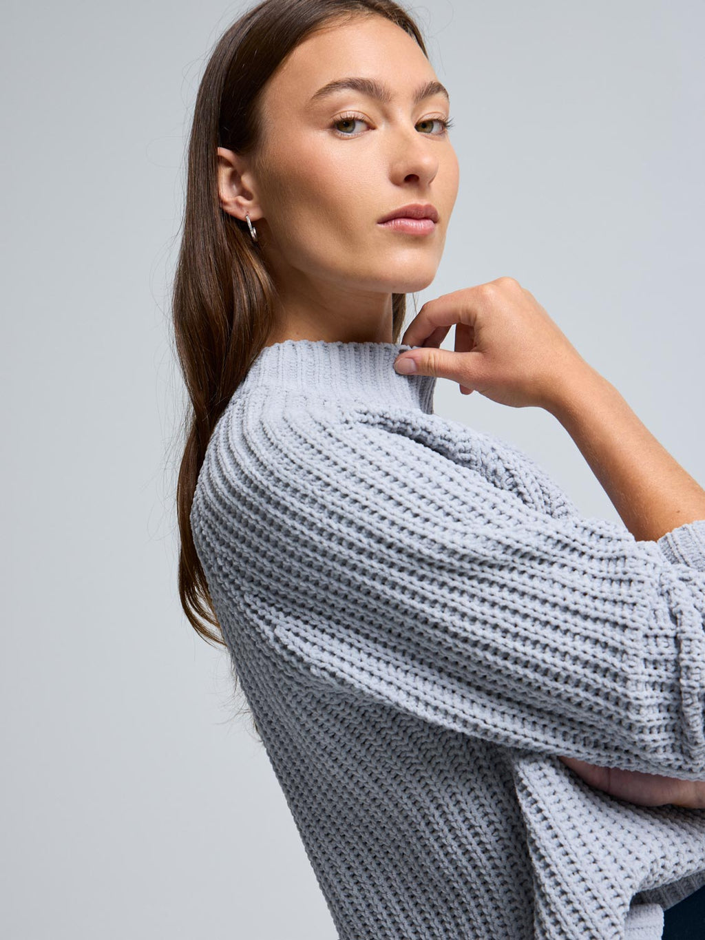 Mock Neck Shaker Stitch Sweater