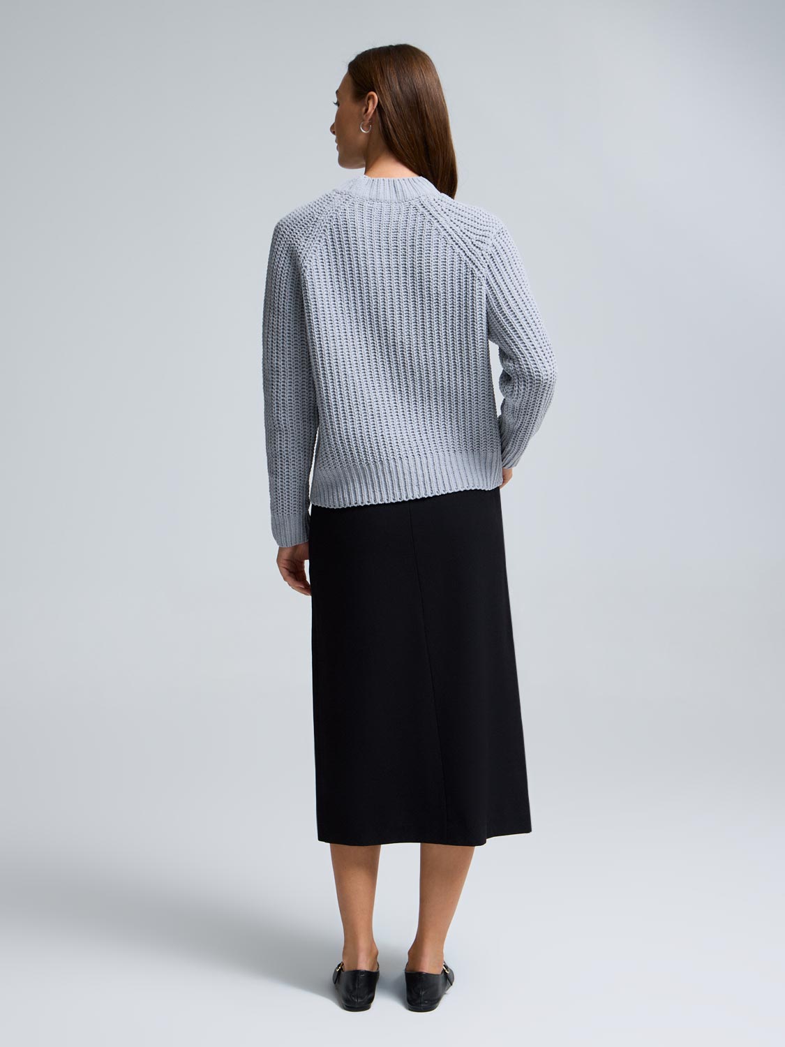 Mock Neck Shaker Stitch Sweater