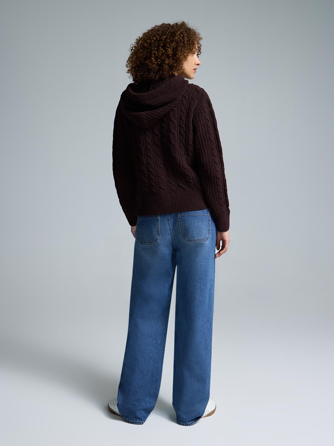 Cable Knit Zip-Up Hoodie