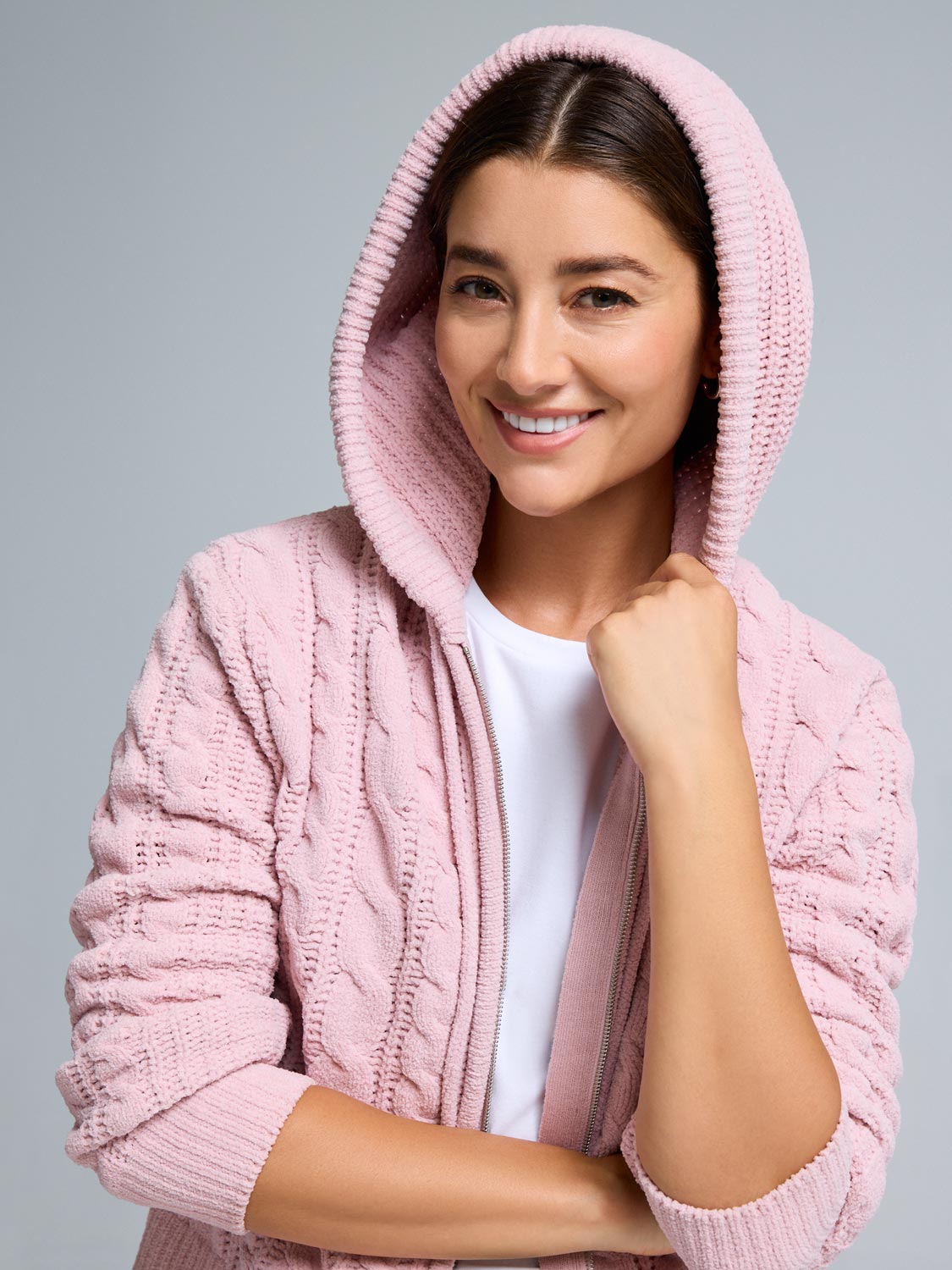 Cable Knit Zip-Up Hoodie