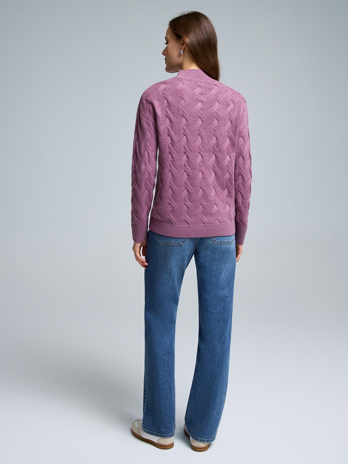 Basketweave Mock Neck Sweater