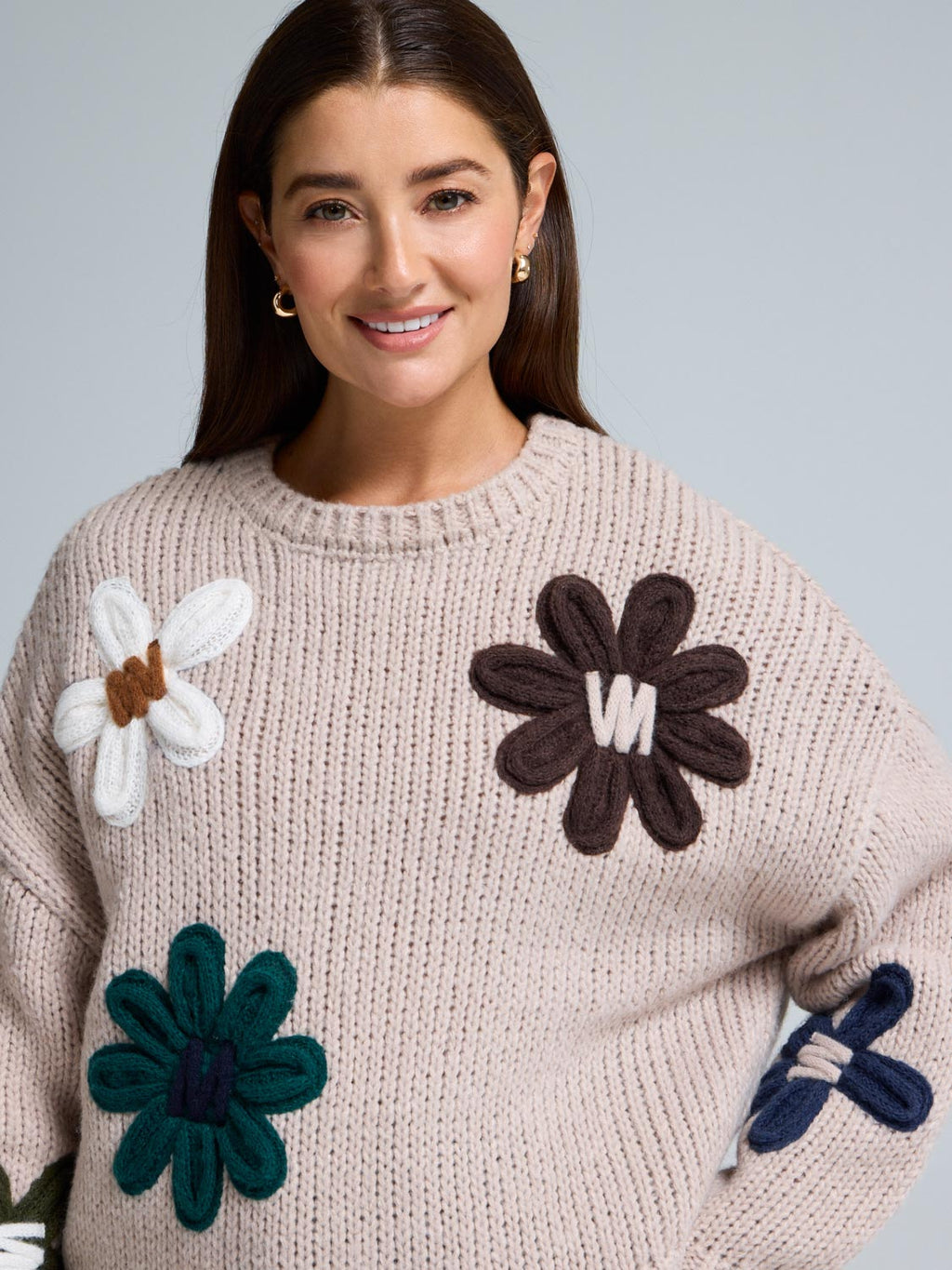 Floral Shaker Stitch Sweater