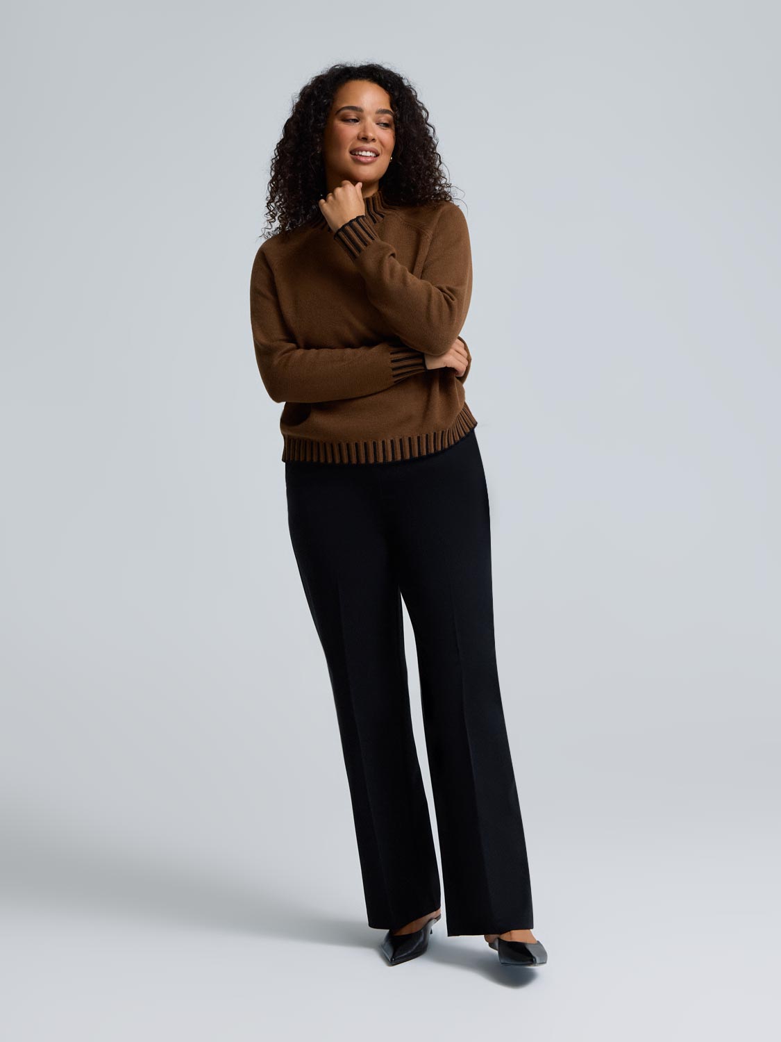 Contrast Stitch Mock Neck Sweater
