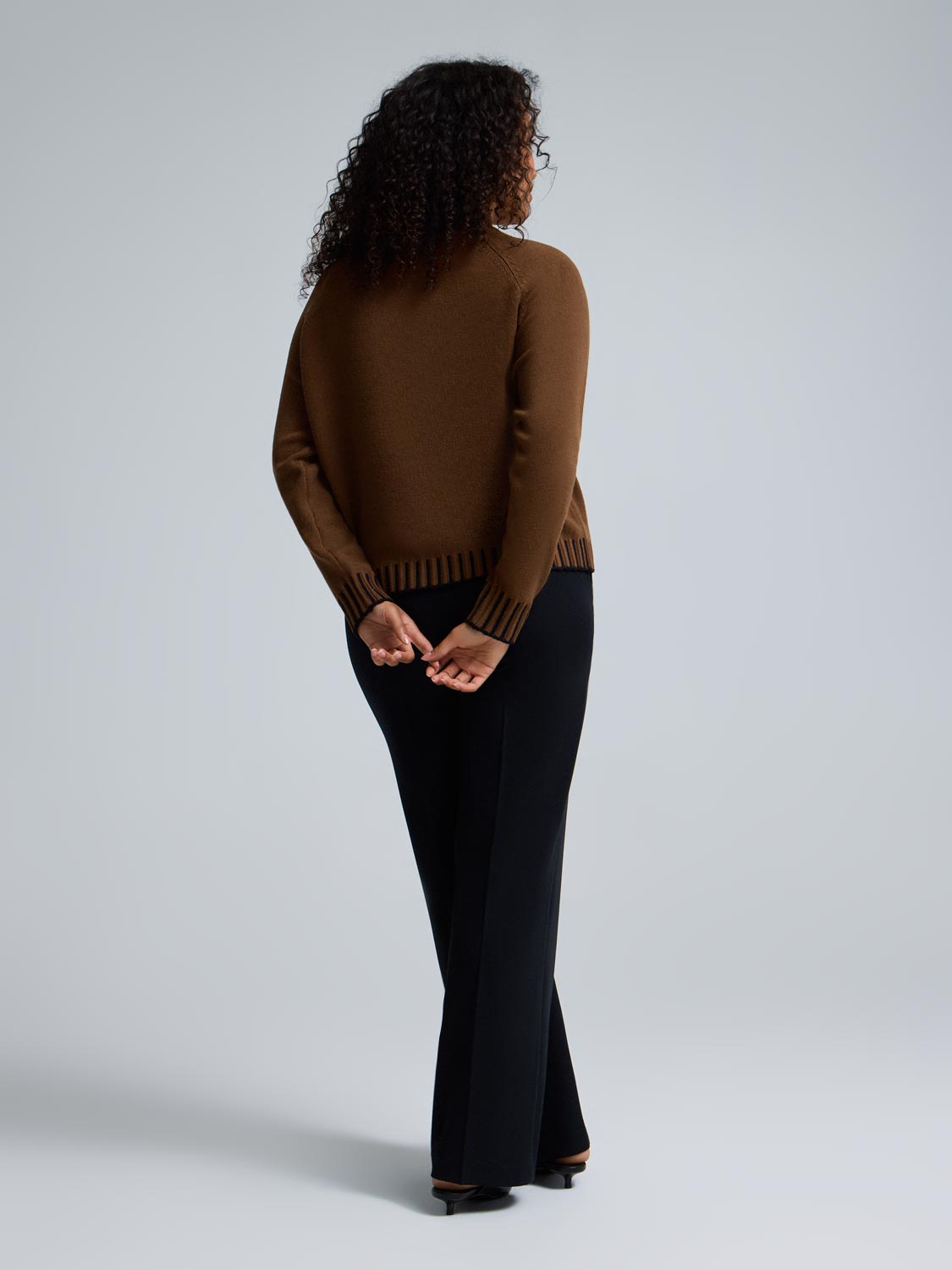 Contrast Stitch Mock Neck Sweater