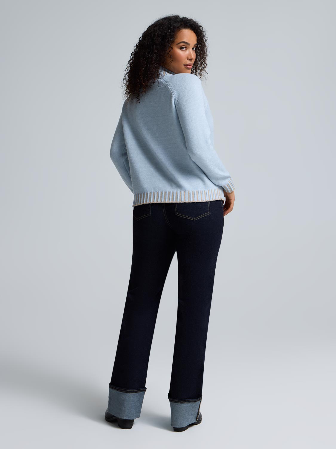 Contrast Stitch Mock Neck Sweater