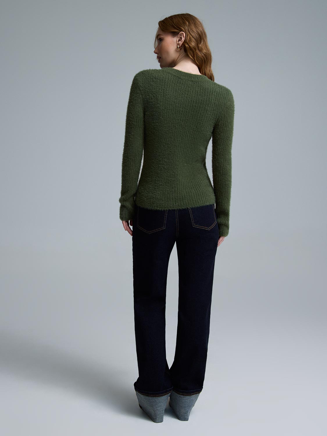 Fuzzy Crew Neck Sweater
