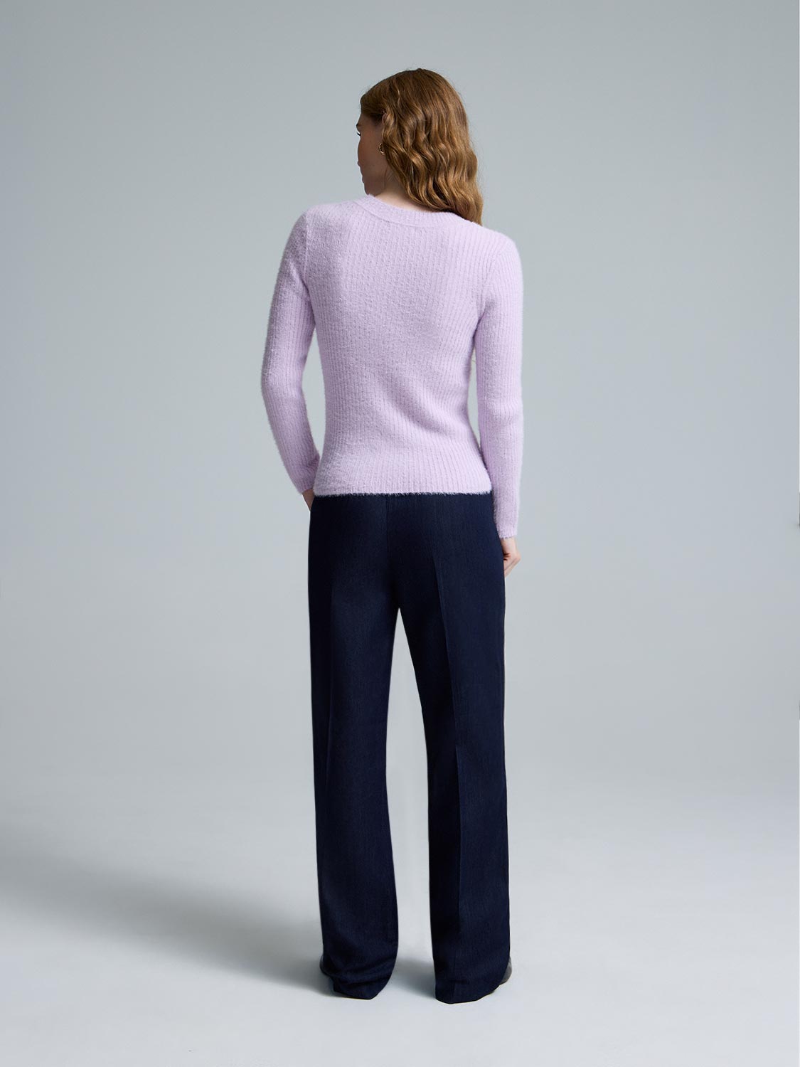 Fuzzy Crew Neck Sweater
