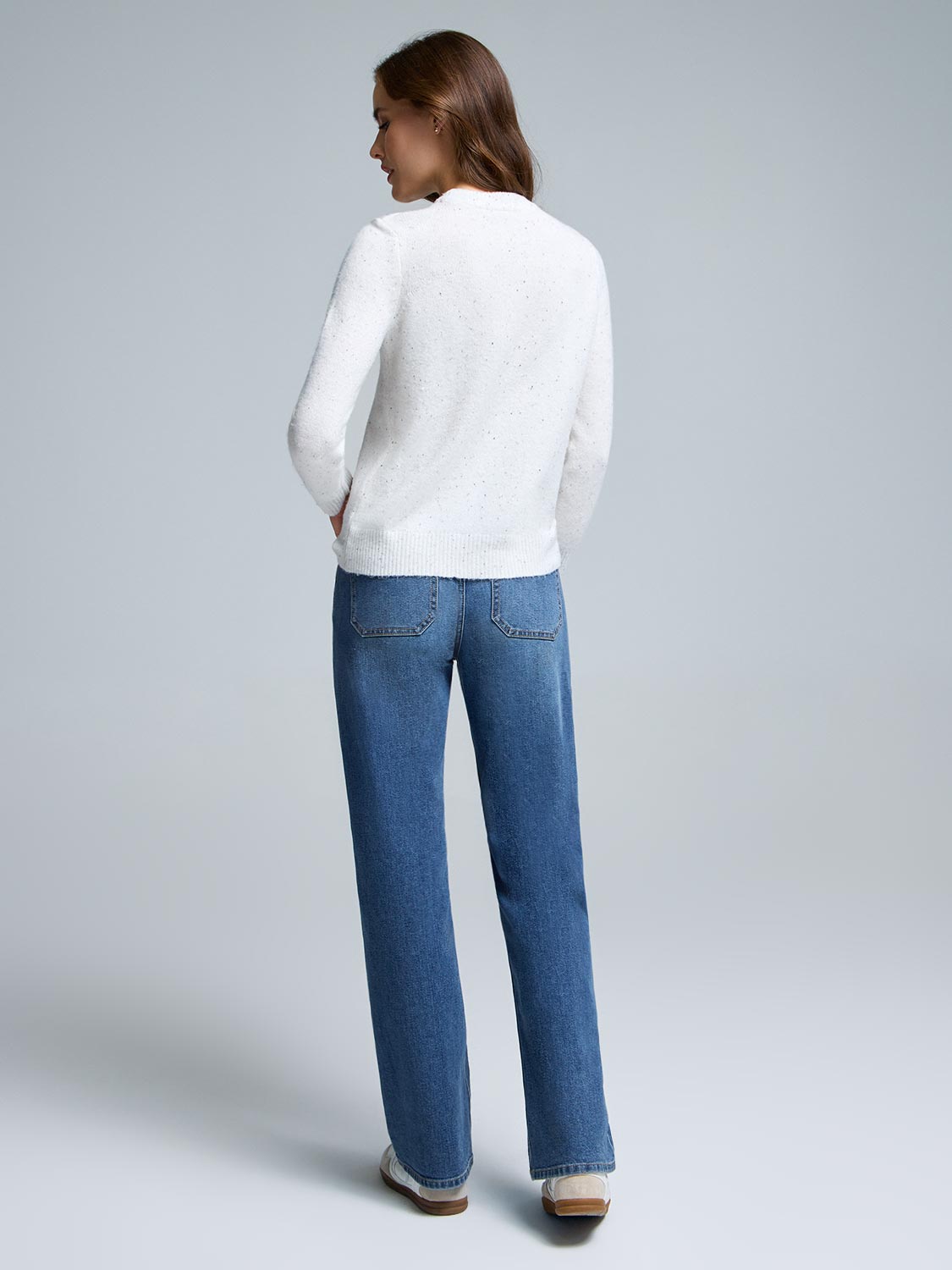Crew Neck Sweater With Button Details