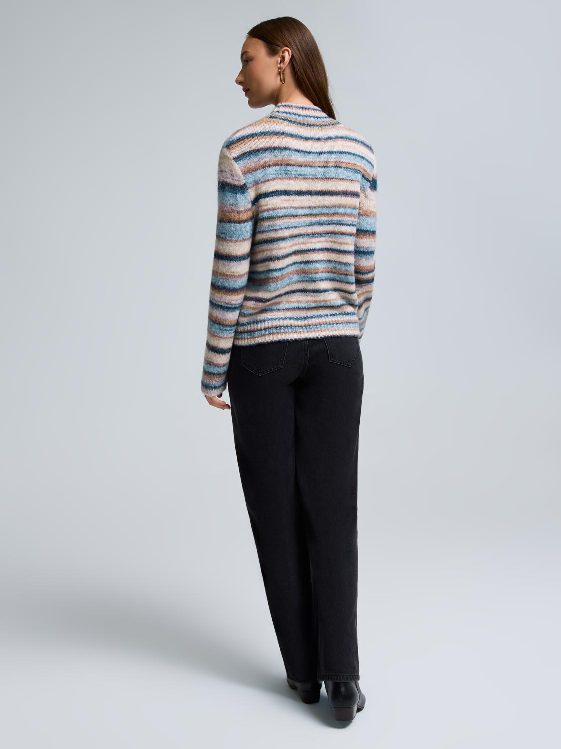Striped Mock Neck Sweater