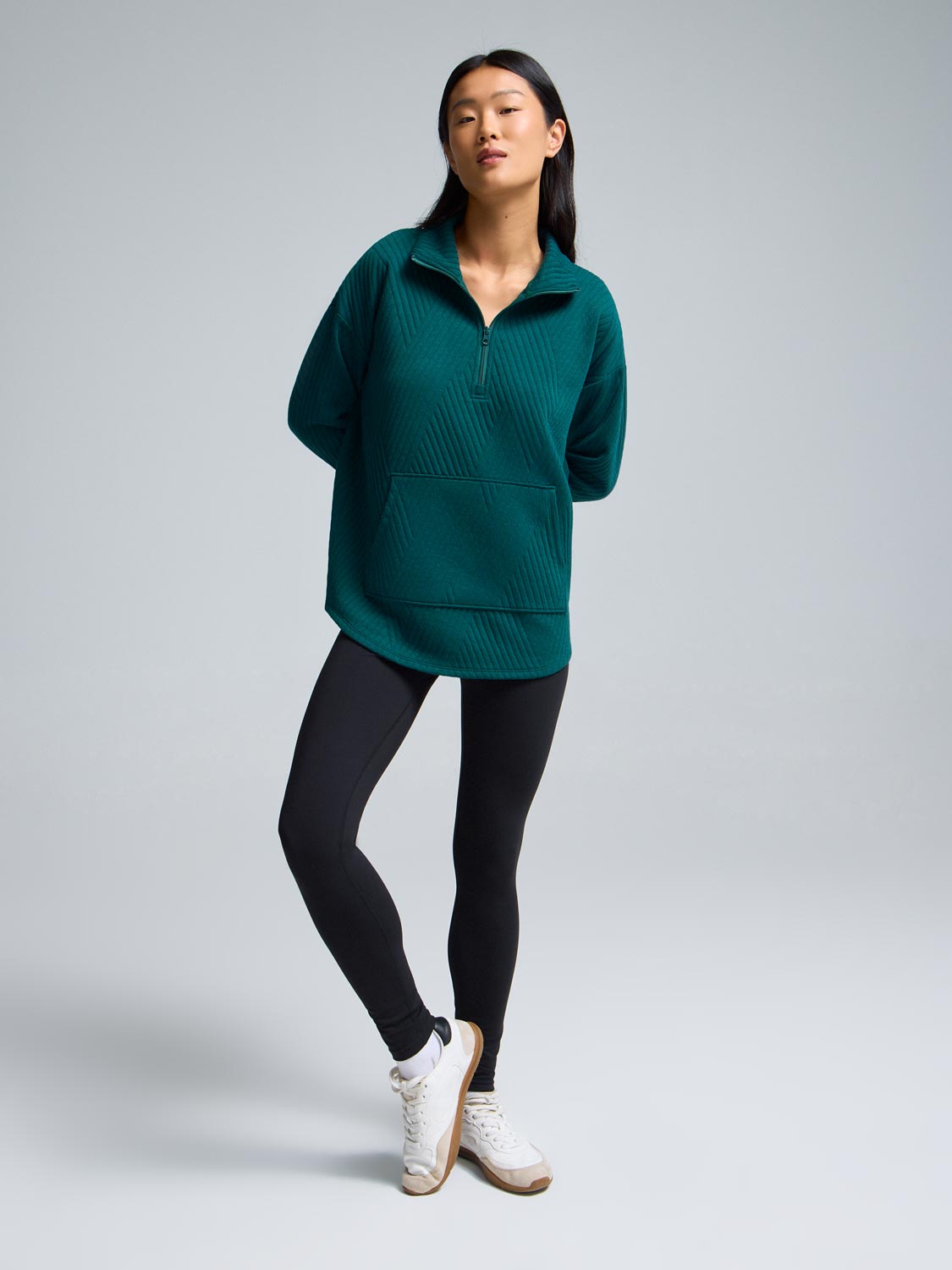Half-Zip Quilted Sweatshirt