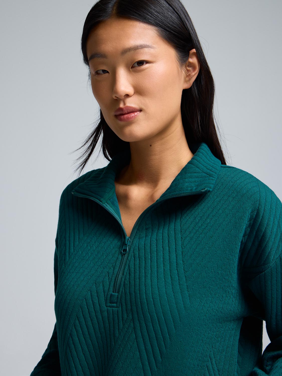 Half-Zip Quilted Sweatshirt