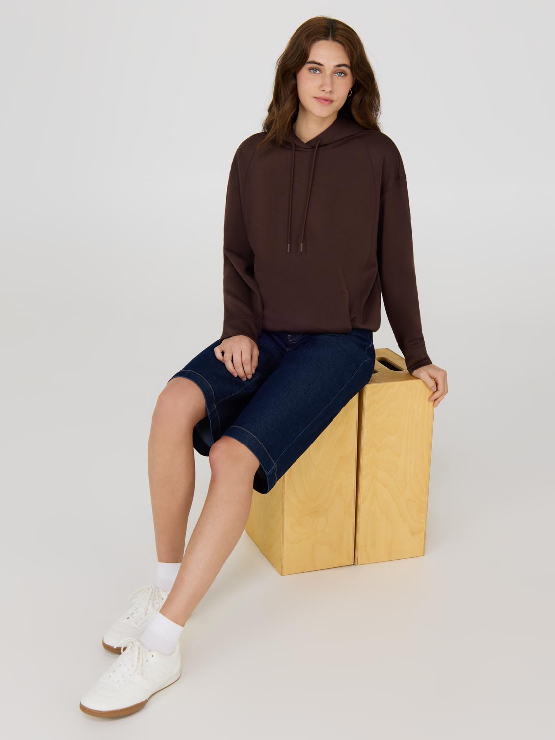 Bubble Hem Cloud Fleece Hoodie