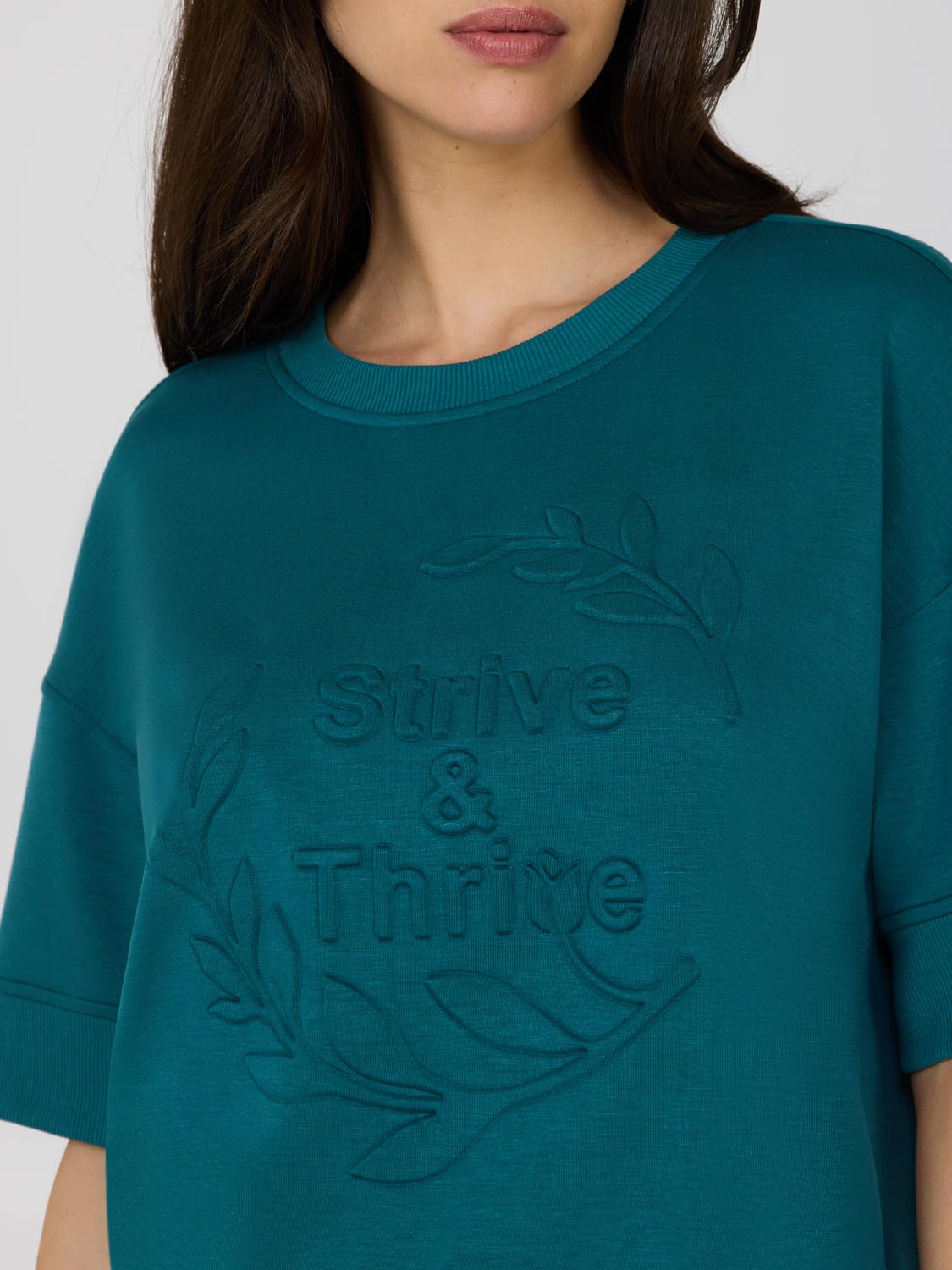 Cloud Fleece Short Drop Shoulder Embossed Sweatshirt