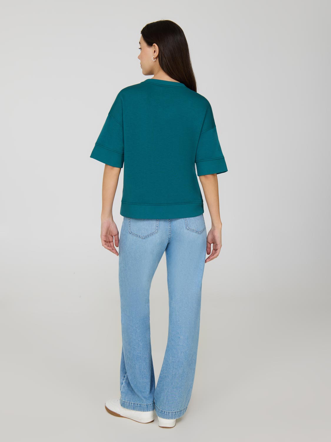 Cloud Fleece Short Drop Shoulder Embossed Sweatshirt